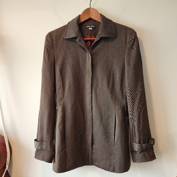 Jenne Maag Jackets & Blazers - Jenne Maag Brown Speckled Wool Utility Zip Blazer